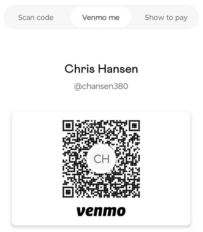 Venmo QR code for Chris Hansen @chansen380
